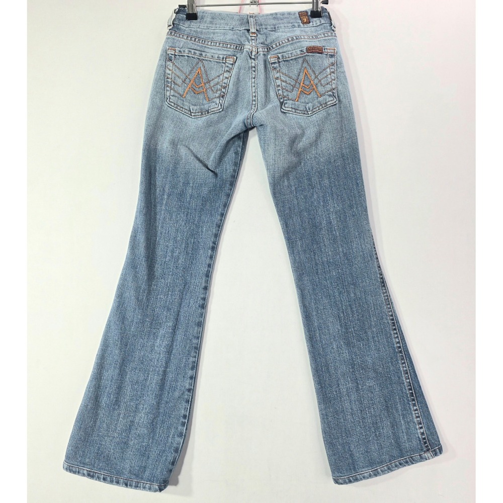7 For All Mankind "A" Pocket Bootcut Jeans Light Wash Blue Size 24 Made in USA